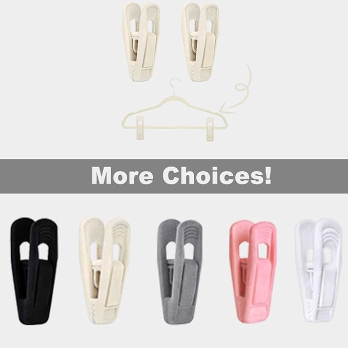 Velvet Hanger Clips - 40 PCS Beige Non-Slip Velvet Clips for Pants, Suits & Skirts