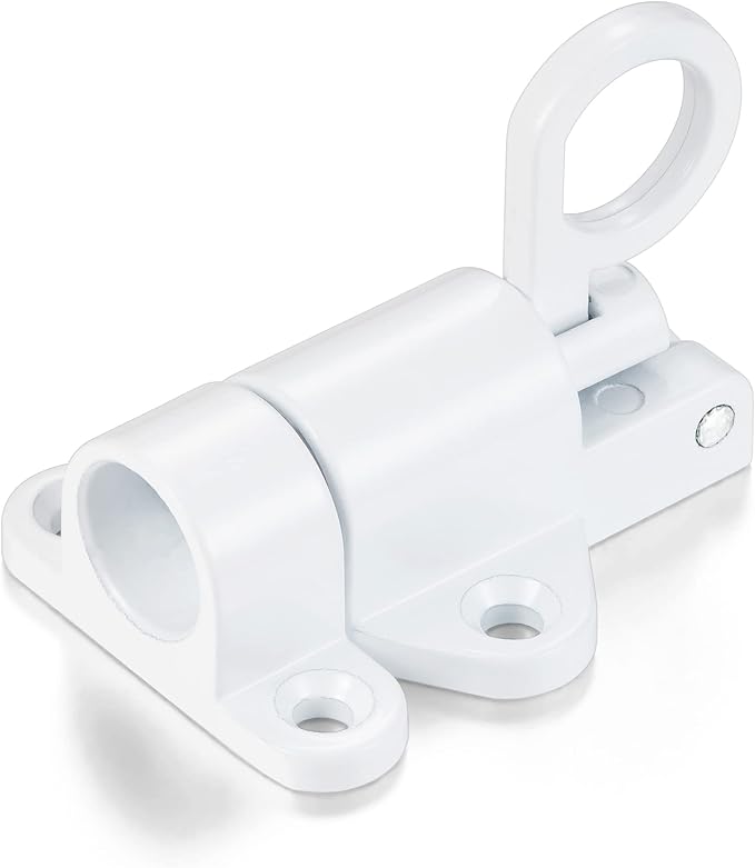 5 Packs Self-Closing Latches,White Spring Door Lock,Resilient Bolt Latch Aluminum Alloy Safety Automatic Spring Barrel Slide Door Lock with Screws,Used for Gate,Window and Cabinet etc