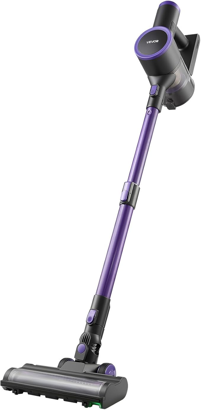 VEVOR Cordless Vacuum Cleaner, 25KPA Max Powerful Suction, Rechargeable Anti-Tangle Stick Vacuum with Dust Cup, Lightweight Handheld Vac with 35mins Runtime for Home, Carpet, Pet Hair, Hard Floor