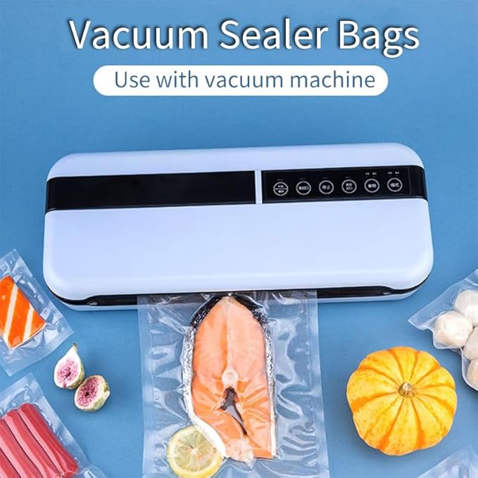 Premium Vacuum Sealer Bags, 8x 200 inches, 5 count. Airtight food saver bags rolls, BPA Free & Heavy Duty Vacuum Freezer Bags. Commercial Grade, Sous Vide or Meal prep
