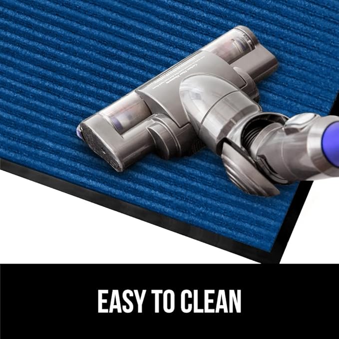 GORILLA GRIP Traffic Guard Door Mat, 47x35, Heavy Duty Welcome Mats, Commercial Office Space Doormat, Waterproof, Fade Resistant, Strong Rubber Backing, Low Profile, Shoe and Boot Scraper, Blue