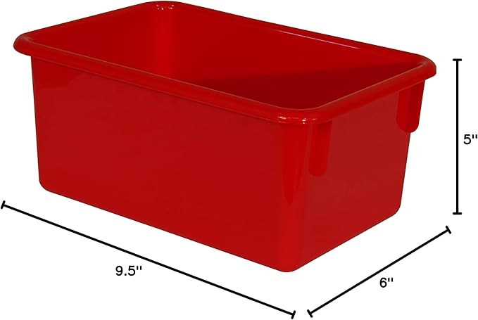 Wood Designs Cubby Storage Bin, Heavy Duty Plastic Containers for Kids Red Cubby Tray Set of 20