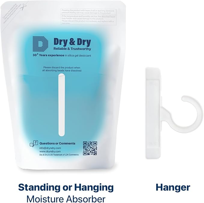 Dry & Dry 5 Packs Hybrid Moisture Absorbers & Musty Odor Eliminator Dehumidifier to Control Excess Moisture for Basements, Closets, Bathrooms, Laundry Rooms. Moisture Absorbers