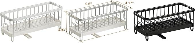 SunnyPoint Never Rust Aluminum Utensil, Sink Cleaning Tools Holder for Kitchen Sink with Drain Board; Dish Wand, Sponge, Soap Dispenser, Utensil Organizer Caddy (SIL)