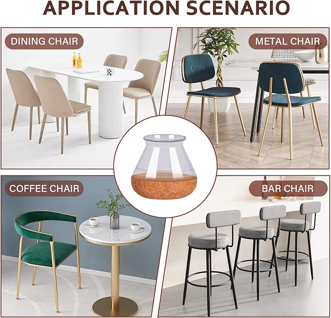 Chair Leg Floor Protectors for Hardwood Floors Felt Furniture Pads Silicone Caps 16 Pack Anti-Scratch Reduce Noise Clear Round Medium Fit 3/4" to 1-3/16" (19-30mm)