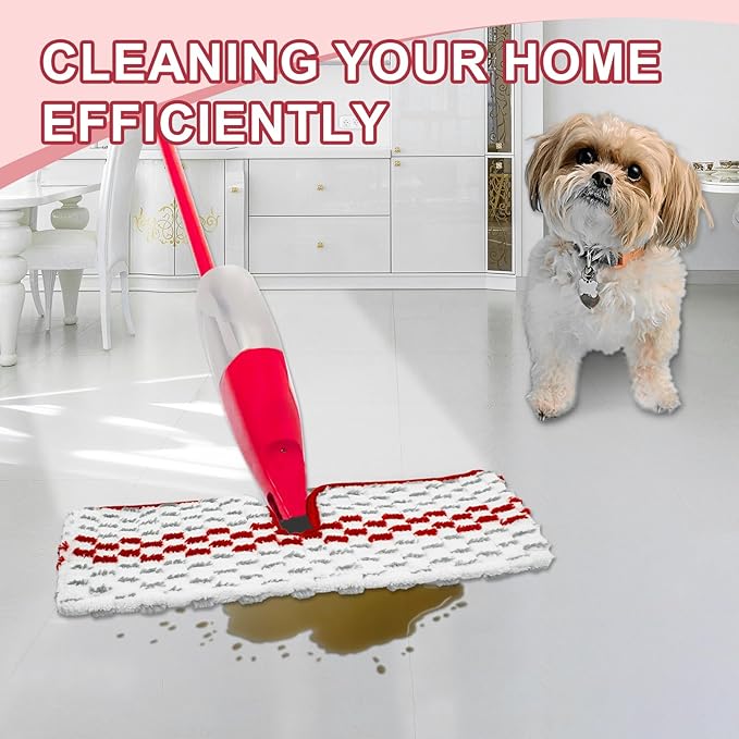 Spray Mop Pads Compatible with Promist Max - Reusable Mop Refills for Oceda Promist Max, Microfiber Double Sided Usable Dry Wet Floor Cleaning (6 Pack Red)