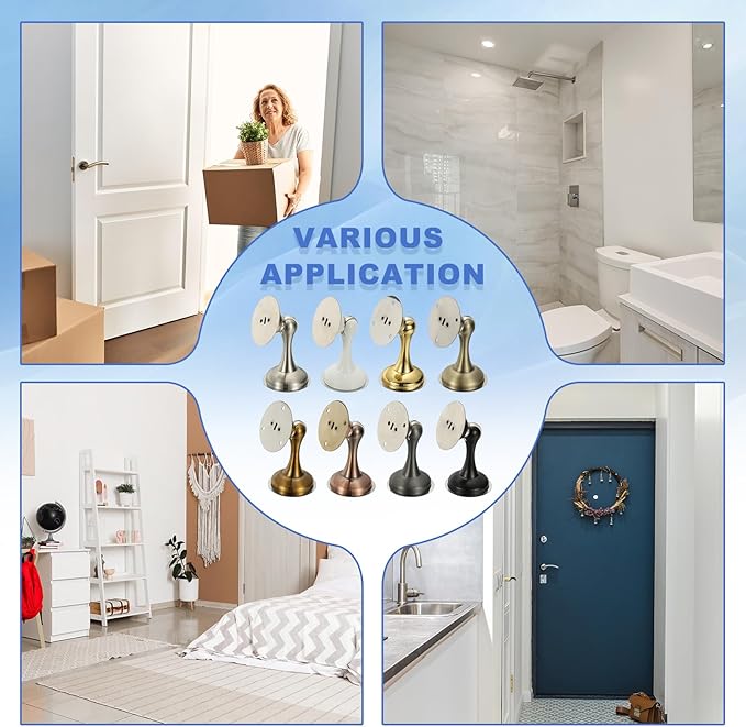 uxcell Magnetic Door Stopper, Stainless Steel Heavy Duty Door Holder, No Drilling Doors Knob Wall Protector with Self-AdhesiveTapes and Screws for Home Office Wall Floor Mounting, Bronze