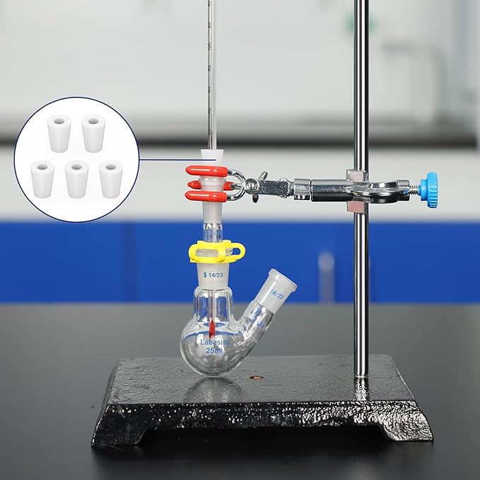 Labasics 5-Pack 4# Single-Hole Silicone Stoppers, White Tapered Lab Seal Stoppers with 0.31" Hole, Durable and Reusable Silicone Plugs for Laboratory Glassware, Airtight Sealing, and Experiments