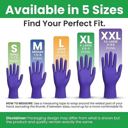 SafeWay Nitrile Disposable Gloves — Multi-Purpose Powder-Free, Non-Latex, Medical Use, and Textured Fingertips for Food Prep, Cleaning, Tattoo, Nursing, Lab, Examination, & More — (8000pcs, X-Large)