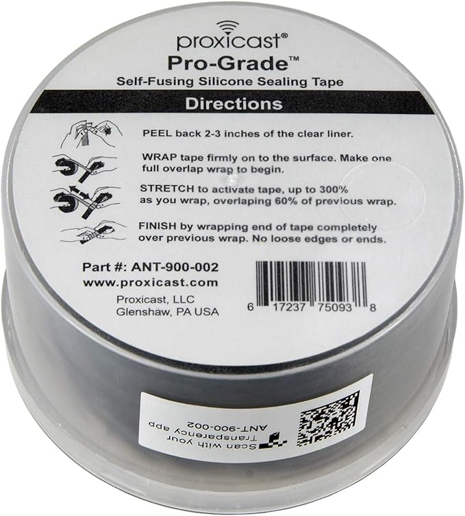 Proxicast Pro-Grade Extra Strong 30mil Weatherproof Self-Fusing Silicone Rubber Sealing Tape For Outdoor Antenna Coax & Electrical Cables, Hose/Pipe Leaks & Emergency Repairs (1.5" x 15' roll) - White