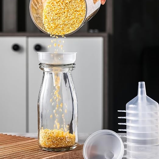 8PCS Mini Clear Funnels for Filling Bottle, Kitchen Small Funnel/Plastic Funnel for Filling Water, Mini Funneling for Science Lab Bottle, Sand Art, Perfumes, Spices, Powder, Essential Oils, Rice
