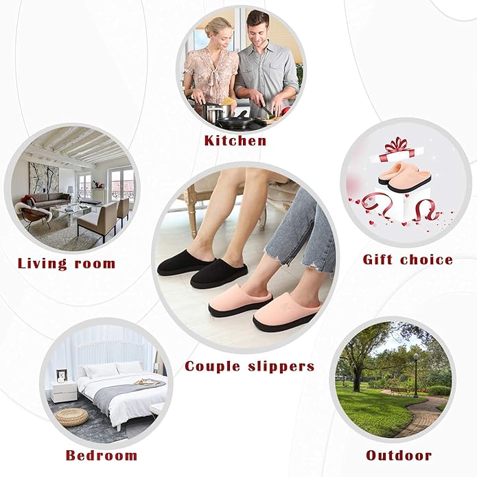 Memory Foam Slippers for Women's and Men's Casual House Shoes