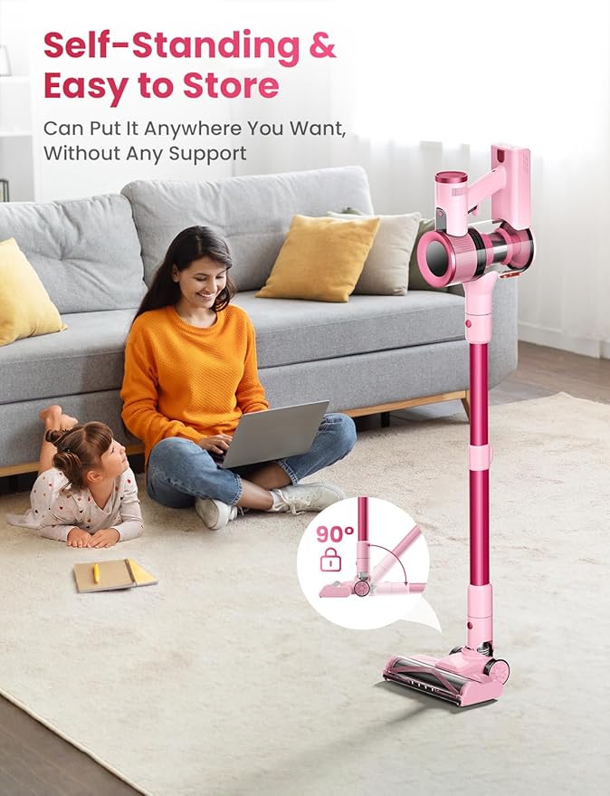 Dzaki Cordless Vacuum Cleaner, Stick Vacuum with Smart LED Display, 50KPA 55Mins Vacuum Cleaners for Home, Powerful Suction, Anti-Tangled Lightweight Rechargeable Vac for Pet Hair, Carpet, Hard Floor