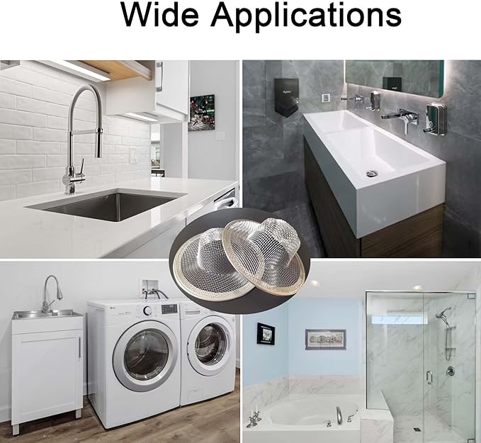 20Pcs Bathroom Sink Drain Strainer Screen Mesh, 2.75'' Stainless Steel Slop Basket Filter Trap Sink Drain Mesh Basket Hair Catcher Filter Cover for Lavatory RV Shower Floor Utility Drain