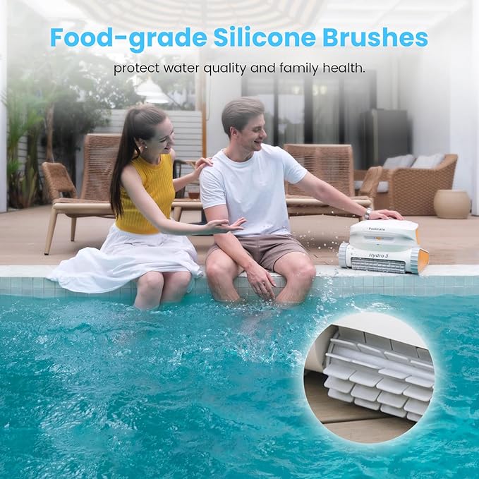 Hydro3 Robotic Pool Cleaner, 150W Cordless Pool Vacuum for Inground/upground Pool Max 861-1070 sq.ft, 200mins Runtime, 2xBrushless-Motor, 4.1L Filter Basket, Wall Climing/Waterline Clean