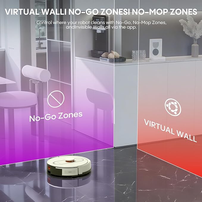 Bagotte Robot Vacuum and Mop, 5000Pa Robotic Vacuums,Self Emptying Station for 60 Days,LiDAR Navigation, No-Go Zones,Wi-Fi/App/Alexa Control, for Carpet, Hard Floors and Carpets