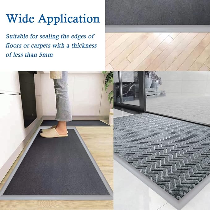 Floor Transition Strip Self Adhesive Carpet & Flooring Transitions Edging Trim Strip PVC Threshold Transitions Suitable for Threshold Height Less Than 5mm (3.3Ft, Dark Gray)