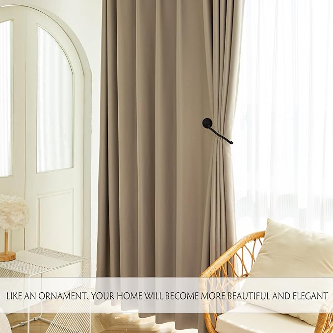 Magnetic Curtain Tiebacks - 2 Pack Rope Curtain Tiebacks for Drapes and Decorative Window Holdbacks, Black