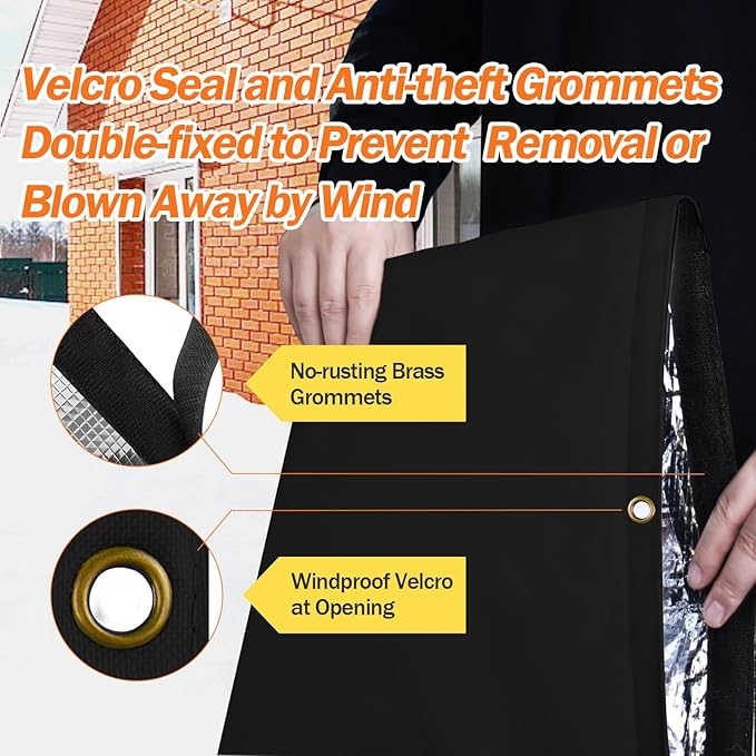 Backflow Preventer Pipe Insulation Cover (5°F) - Irrigation Sprinkler Valve Insulated Pouch - Water Well Pump Cover - Sturdy 5 Layers for Winter Freeze Protection, 14" W x 18" H, Black