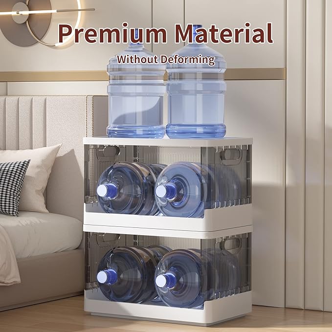 HAIXIN Storage Cabinet, Plastic Shelves Organizer, Folding Storage Box, Collapsible Totes For Storage, 8.4 Gal Clear Storage Bins, Stackable Under Bed Storage Container, 6 Pack Bookshelf