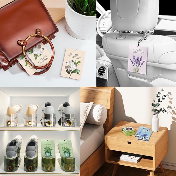 Gardenia Scented Sachet Bags - 12 Pack Closet Freshener Odor Eliminator, Long Lasting Home Fragrance for Drawers, Wardrobes & Cars, House Smell Good Products, Air Freshener for Closet
