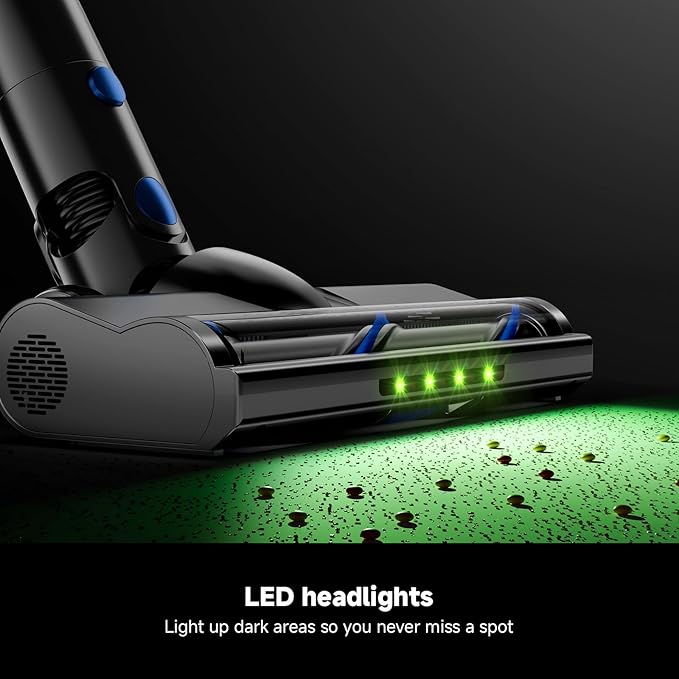 Cordless Vacuum Cleaner - 30KPa Suction Power, 45 Min Runtime, Lightweight Stick Vacuum with Removable Battery, LED Anti-Tangle Brush, Dual HEPA Filtration for Carpet, Hardwood Floors & Pet Hair