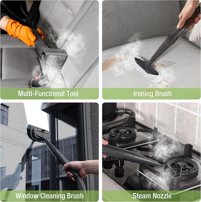 WORKPRO Steam Portable Carpet and Upholstery Cleaner, 16KPa Upholstery Cleaner Machine with Steam & Heating System, 4 Cleaning Modes & Versatile Tools, Spot Cleaner for Pet Stains, Couch, Car Seat
