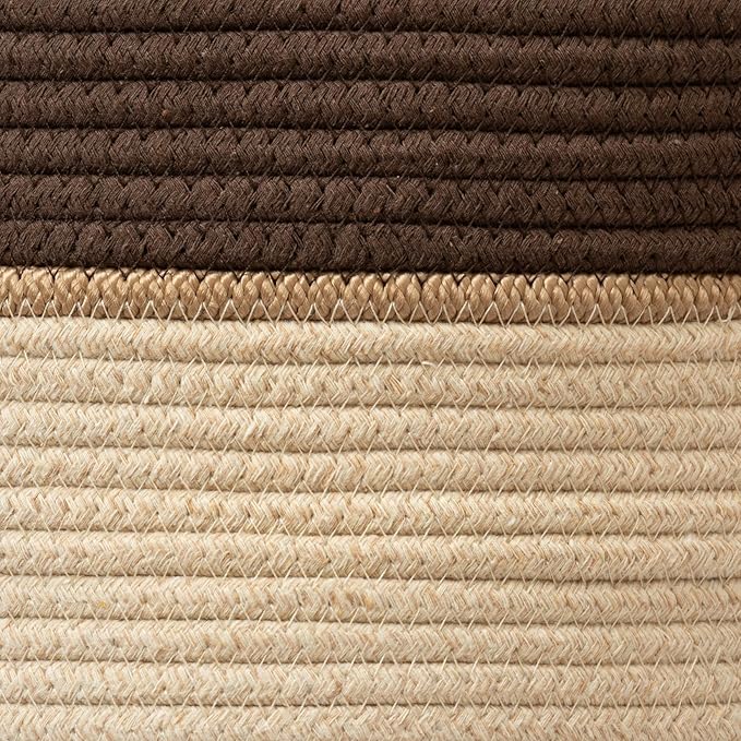 LA JOLIE MUSE Woven Basket Rope Storage Baskets - Large Cotton Organizer, Laundry Basket, Oatmeal, 40 Litres
