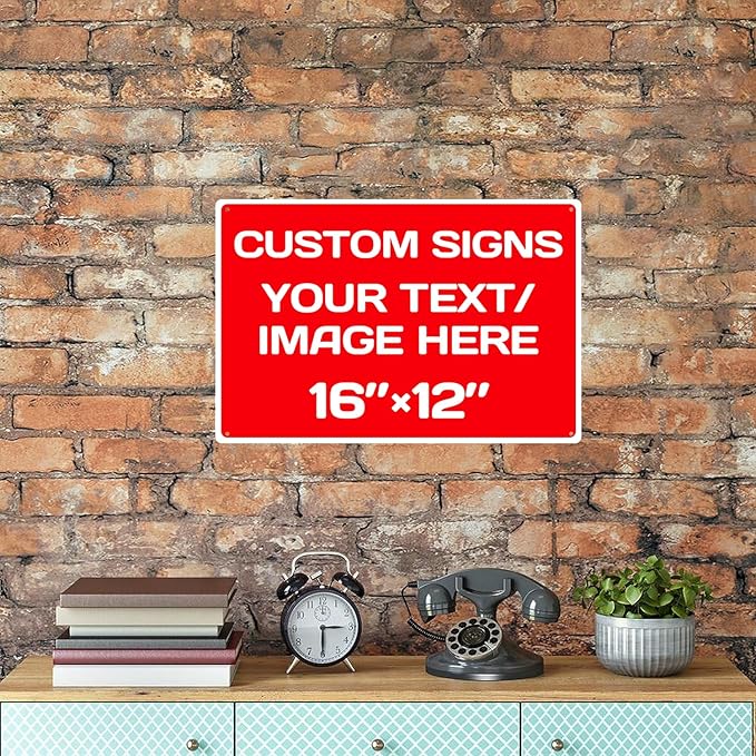 Custom Signs,Aluminum Weatherproof Metal Sign Multiple Sizes Custom Personalized Text And picture Here,hazard sign,garden sign,custom door sign,Customised business signs(16 * 12Inch)