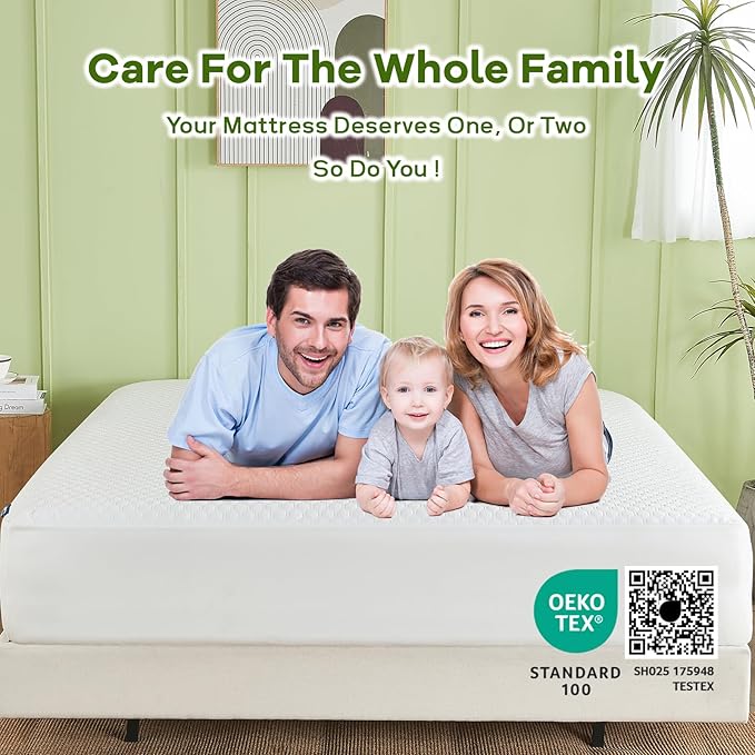 Premium Tencel California King Mattress Protector Cover in White, Natural and Skin Soft, Waterproof and Fully Fitted Deep Pocket, Hypoallergenic, Breathable, Noiseless and Absorbent
