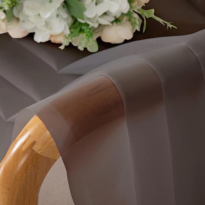 Chyhomenyc Chocolate Brown Sheer Curtains 84 Inches Long, Light Filtering Sheer Curtains for Living Room Bedroom, 42x84 Inches, 2 Pieces