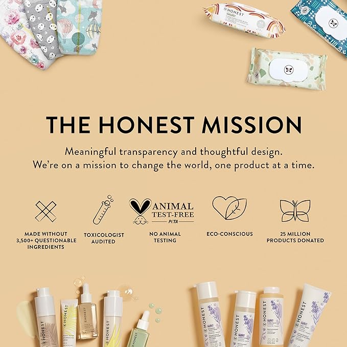 The Honest Company Calm and Cleanse Naturally Scented Wipes Cleansing Multi-Tasking Wipes 99% Water Plant Based Hypoallergenic Lavender 60 Count