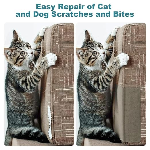 J.CARP 2Pcs Linen Repair Patches, Large Self-Adhesive Fabric Patch for Sofas, Couch, Furniture, Car Seats (8 * 11 inches-2PCS Grayish Beige2.0)