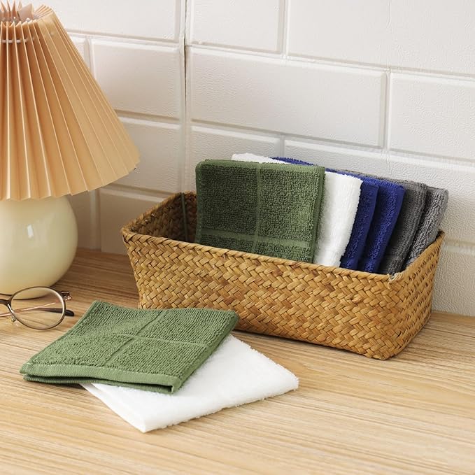 Glynniss Dishcloths Kitchen Highly Absorbent Dish Rags 100% Cotton Dish Cloths for Washing Dishes (red White)