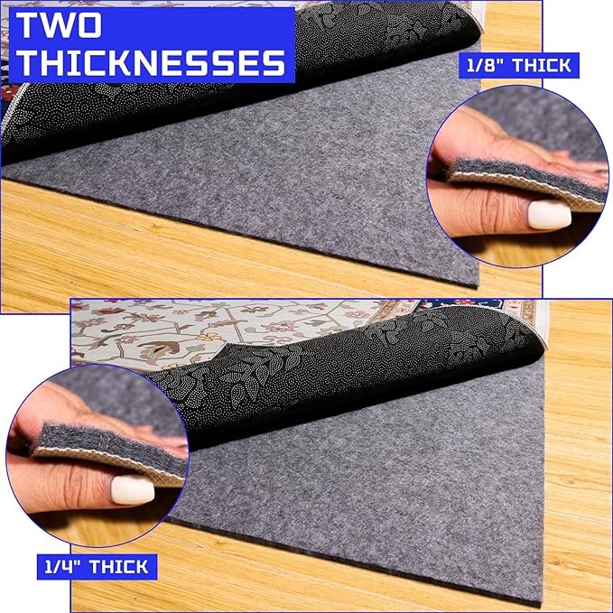 100% Waterproof Non-Slip 1/4” Extra Thick 3x5 ft Rug Pad for Large Area Rugs Durable Felt Floor Protection pad for All Floors, Suitable for Cutting. Rug Pads Keep Rugs in Place and Provide Cushioning