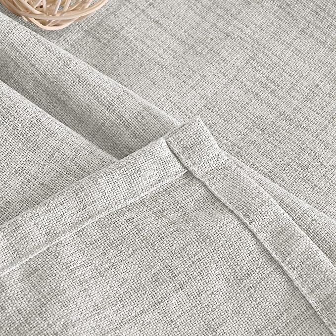 YoungsTex Light Grey Linen Curtains 45 Inch Length for Short Window, Light Filtering Burlap Textured Drapes Rod Pocket Back Tab for Kitchen Living Room Bedroom, 2 Panels, 42 X 45 Inch