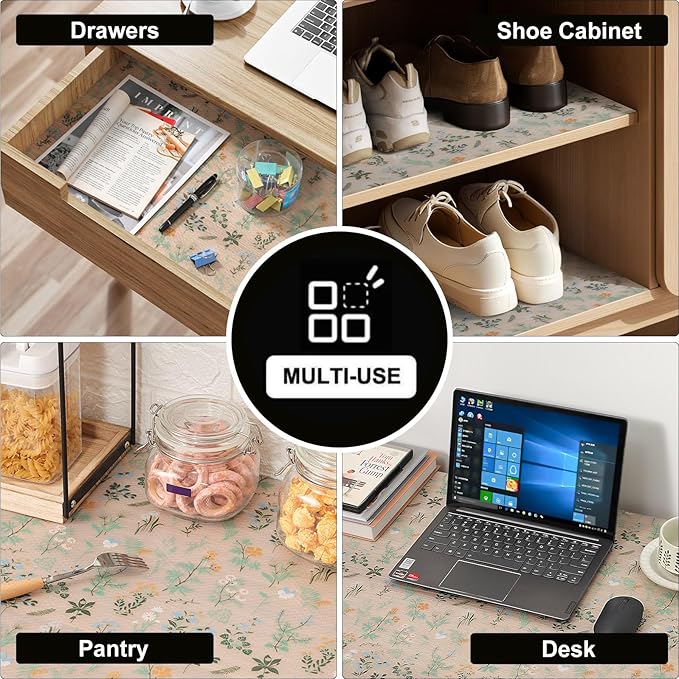 INNOLITES Shelf Liners for Kitchen Cabinets – Drawer Liner Waterproof & Oil-Proof, Non-Adhesive EVA Mat – Durable & Washable – for Shelves, Cupboard, Dresser 23.6" x 360"