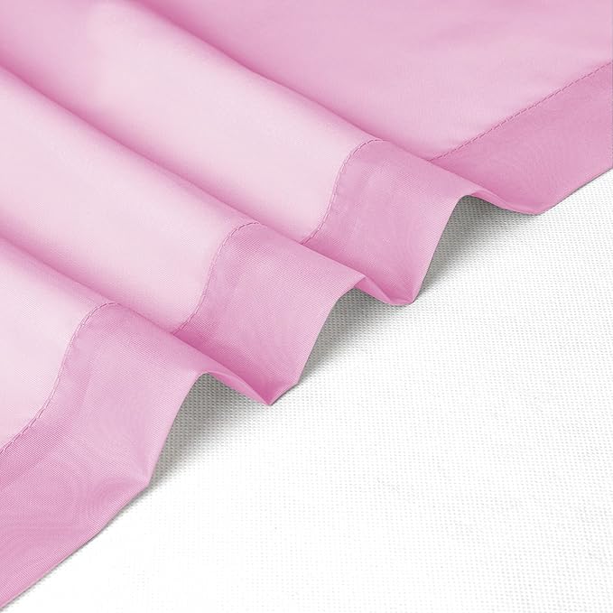 Chyhomenyc Pink Sheer Curtains 54 Inch Long 2 Panels, Light Filtering Rod Pocket Voile Short Curtains Drapes for Living Room Bedroom Small Windows, 42Wx45L Inches