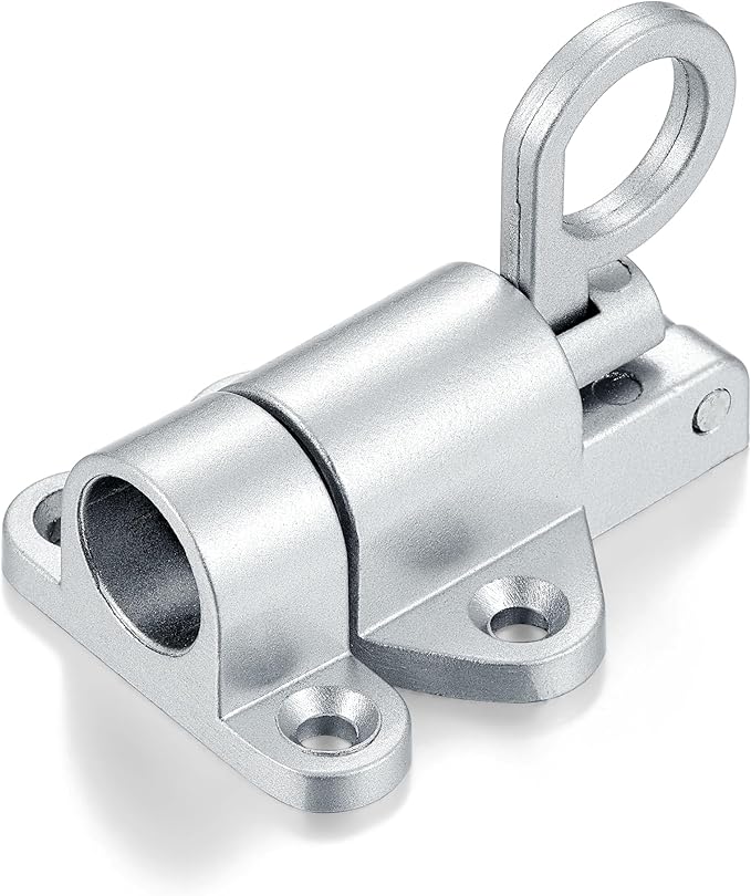 6 Packs Self-Closing Latches,Silver Gray Spring Door Lock,Resilient Bolt Latch Aluminum Alloy Safety Automatic Spring Barrel Slide Door Lock with Screws,Used for Gate,Window and Cabinet etc