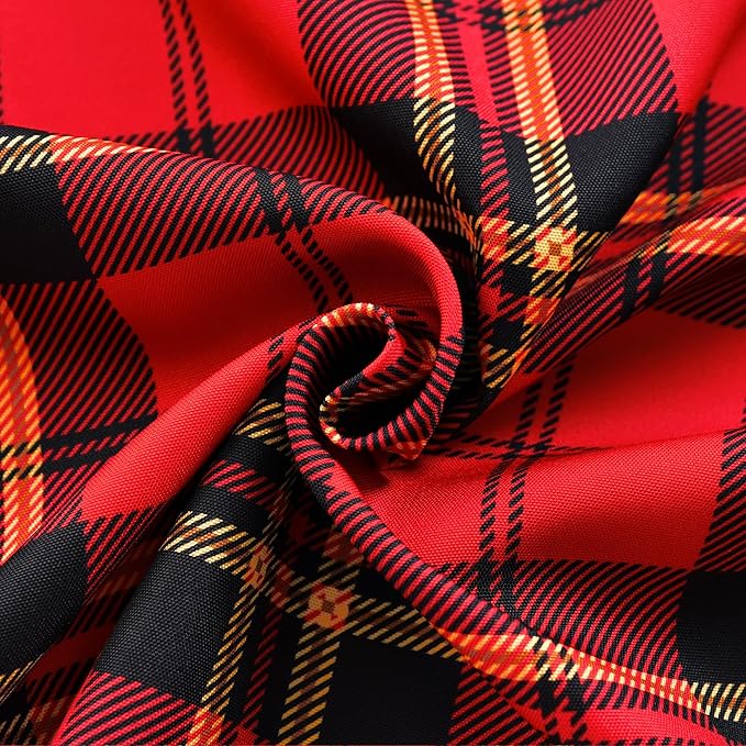 Tartan Waterproof Christmas Plaid Tablecloth Fabric - Red Oblong 52x70 Inch Classic Buffalo Tartan Festive Table Cloth for Indoor Use - New Year Tabletop Cover for Dinner, BBQs, and Parties
