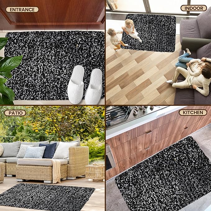 Premium Microfiber Indoor Door Mat – 36"x60" Washable Entry Mat, Non-Slip, Waterproof Backing, Super Absorbent, Low Profile Entryway Doormat for Indoor Entrance
