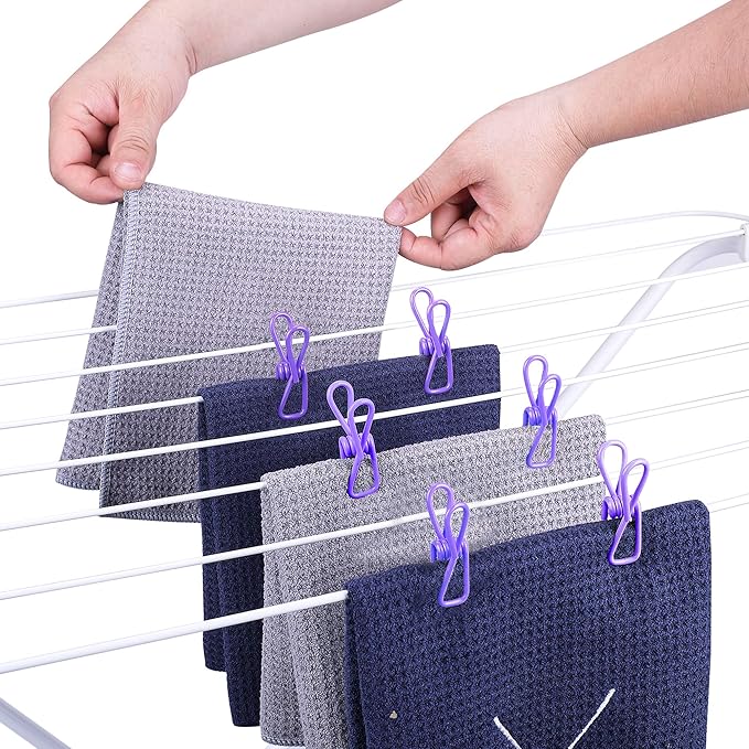 30 Pack Purple Chip Bag Clips for Food - PVC 2 Inch Coated Sealer for Sealing Food - Paper Holder, Clothesline Clip for Laundry Hanging, Kitchen Bags, Multipurpose Clothes Pins
