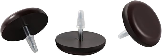 3/4“ Nail on Furniture Sliders (24 Pack) - Furnigear Heavy Duty PTFE (Teflon) Chair Leg Slider Glide Wooden Furniture Movers Move Your Furniture Easily & Safety - Best Floor Protector Brown