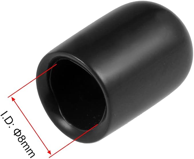 uxcell 20pcs Rubber End Caps 5/16"(8mm) ID Vinyl Round Tube Bolt Cap Cover Thread Protectors Black