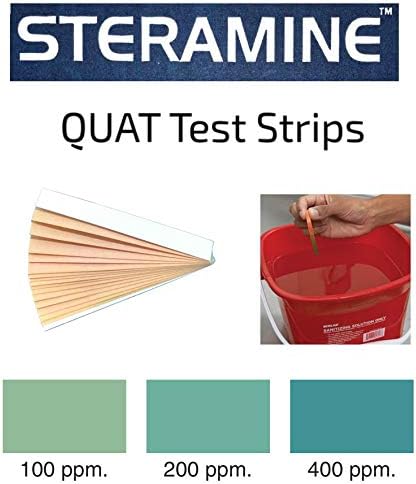 Pack of 4 (600 Tab) Steramine Sanitizing Tablets w/ 30x QT-10 Test Strips by FryOilSaver Co., Steramine Multi Purpose Contact Solution Sanitizer Tablets for Gym, Hotel, Bar, Restaurants & Food Service