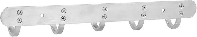 Coat Hook Rack Hanger –Towel Hook Rail with 5 Hooks 13-Inch Wall Mounted for Bedroom, Bathroom, Hallway, Garage, Garden, Office, 304 Stainless Steel Brushed Nickel, Easy Installation (Silver)