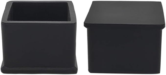 Flyshop Non-Slip Thick Rubber Leg Tips Floor Protectors Square Chair Leg Caps 38 x 38 mm, 1-1/2" x 1-1/2", Black, 20PCS