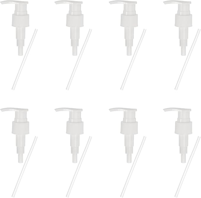 uxcell 8 Pcs Soap Dispenser Pump Heads Soap Dispensers Top Pumps Replacement Switch Pumphead for Standard 24/411 Neck Size Lotion Shampoo Bottle, White