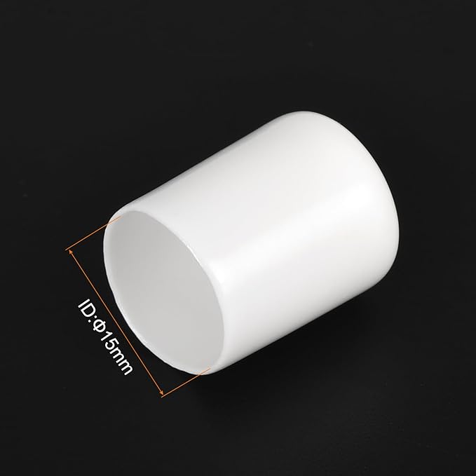 uxcell 20pcs Rubber End Caps 15mm ID Vinyl Round End Cap Cover Screw Thread Protectors White