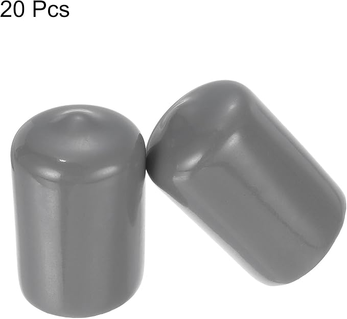 uxcell 20pcs Rubber End Caps 18mm ID Vinyl PVC Round Tube Bolt Cap Cover Screw Thread Protectors Dark Grey